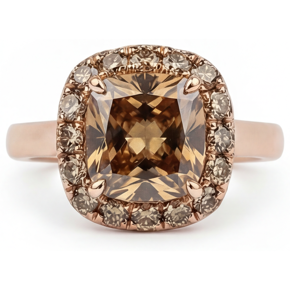 Anello Halo Oro 14 Carati Rosa con Diamante – vista principale