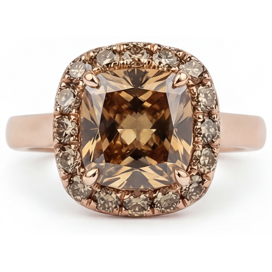 Anello Halo Oro 14 Carati Rosa con Diamante – vista principale