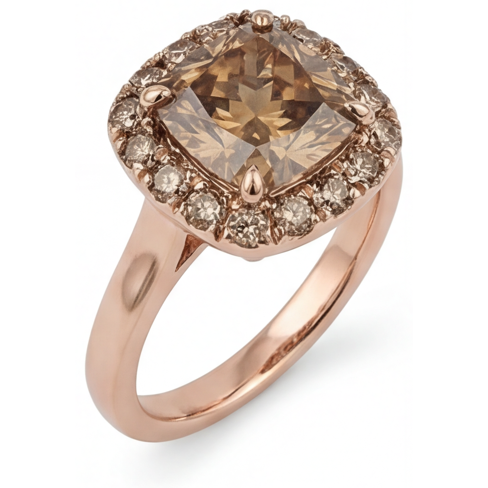 Firmato Diamante Anello Halo 2 carati – vista frontale