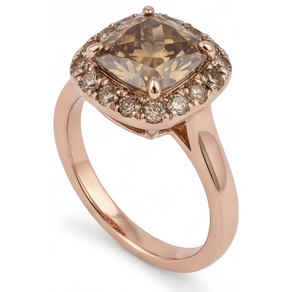 Firmato Diamante Anello Halo 2 carati – vista profilo