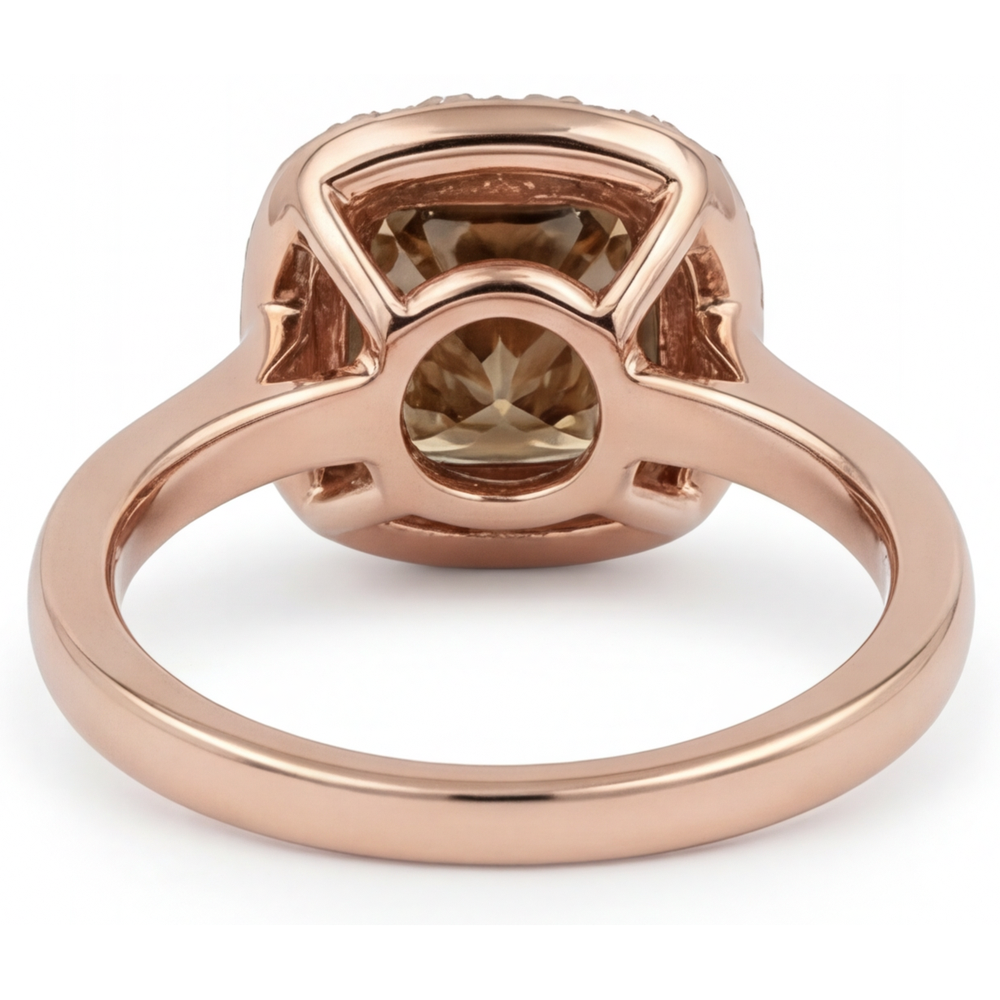 Diamante Cuscino Anello Halo in Oro 14 Carati Rosa – vista dall'alto