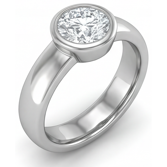 Diamante Taglio Brillante Anello Maschile in Oro Bianco 14K – vista frontale