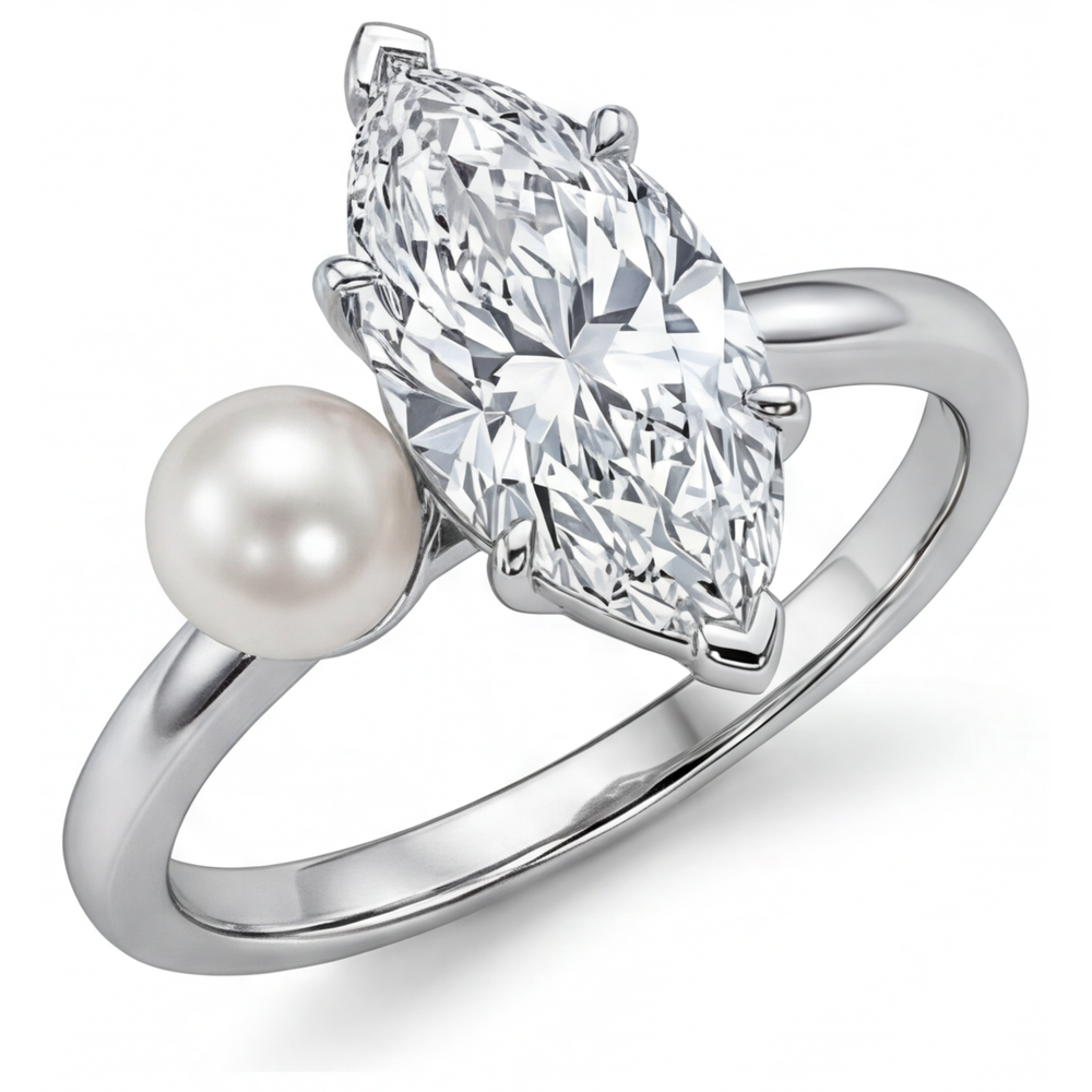 Diamante Anello Monopietra 2,5-carati Oro Bianco 14K – vista frontale