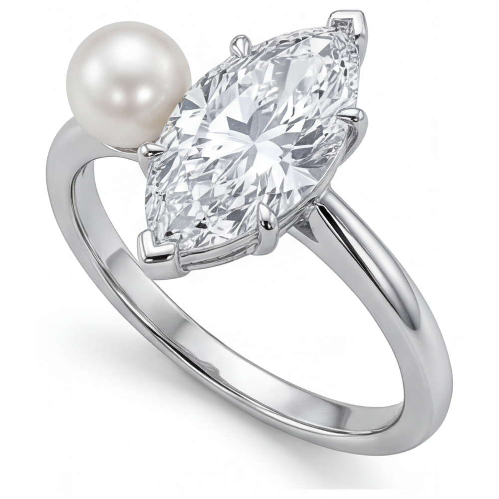Diamante Anello Monopietra 2,5-carati Oro Bianco 14K – vista laterale