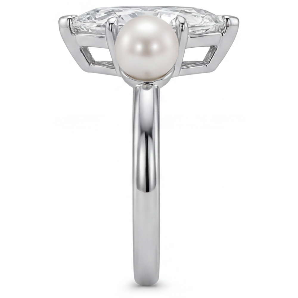 Marquise Diamante anello in Oro Bianco 14K – vista angolare