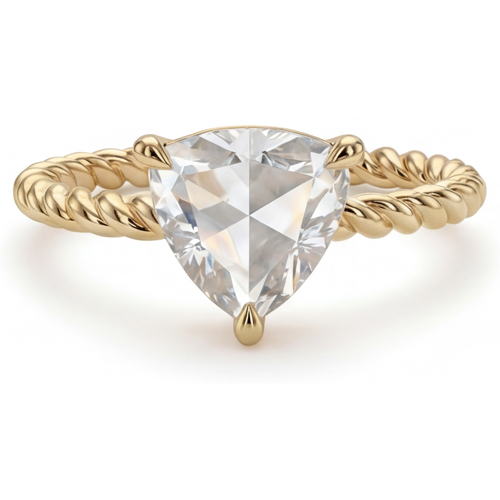 Anello Monopietra Oro Giallo 14K con Diamante – vista principale