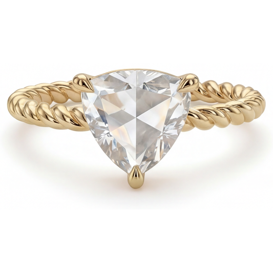 Anello Monopietra Oro Giallo 14K con Diamante – vista principale