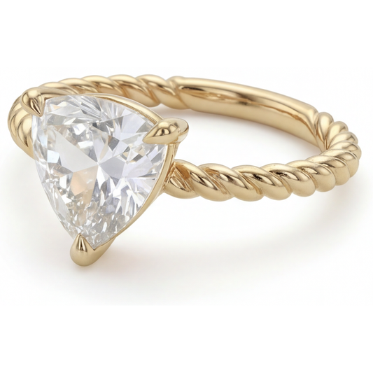 Diamante Anello Monopietra 2,50-carati Oro Giallo 14K – vista frontale