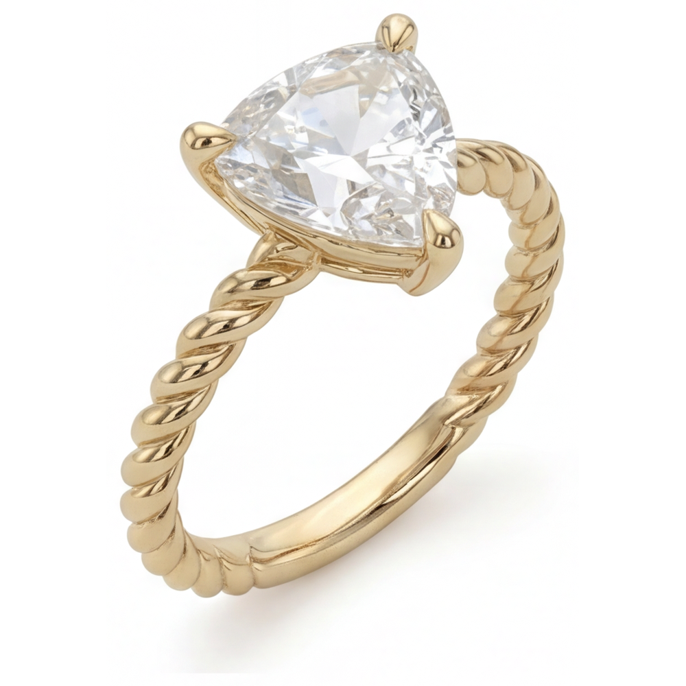 Anello Monopietra Oro Giallo 14K con Diamante – vista laterale