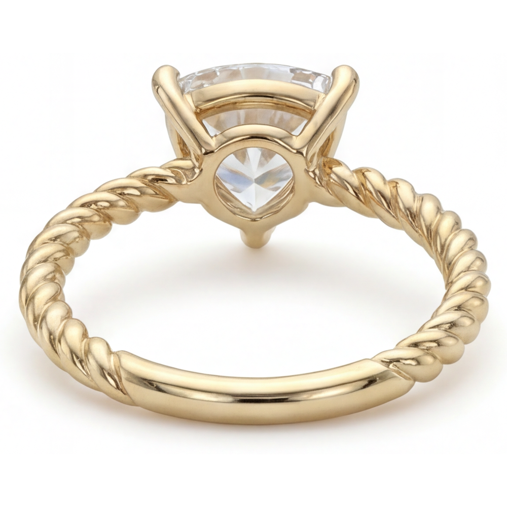 Taglio Trillion Diamante anello in Oro Giallo 14K – vista posteriore