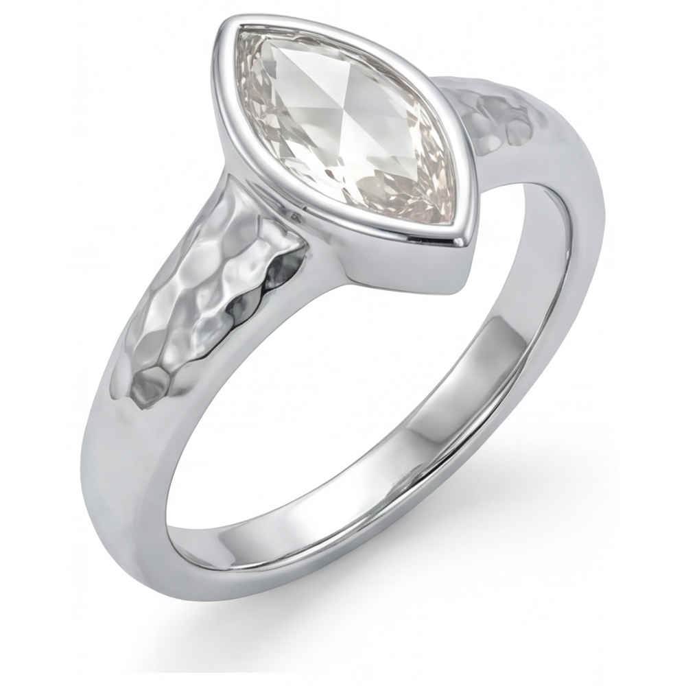 Diamante Anello Solitario 1,25 carati Oro Bianco 14K – vista angolare