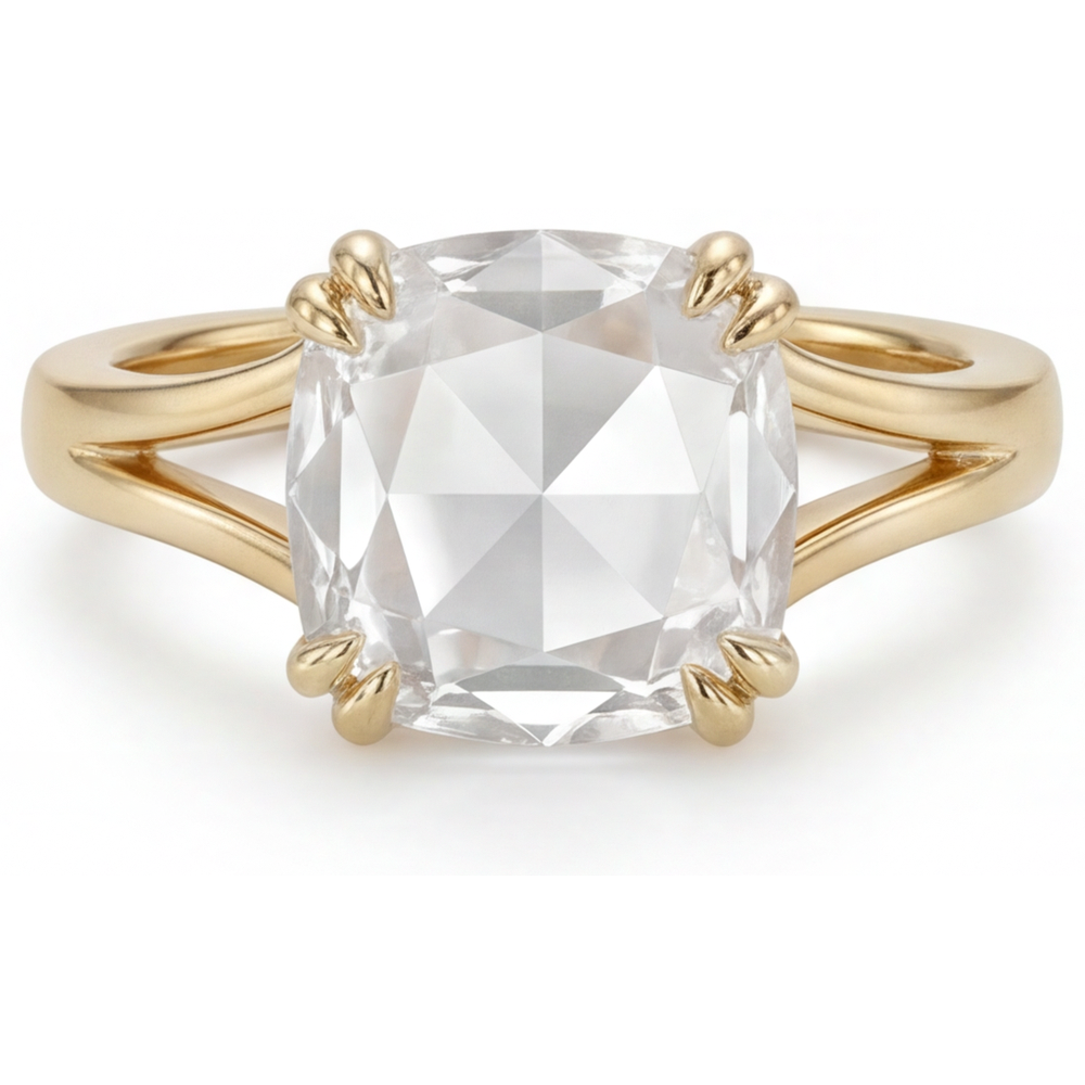 Taglio Cushion Diamante anello in Oro Giallo 14K – vista principale