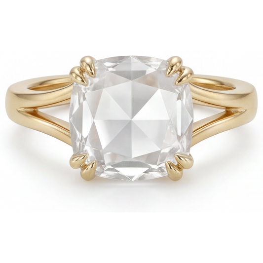 Taglio Cushion Diamante anello in Oro Giallo 14K – vista principale
