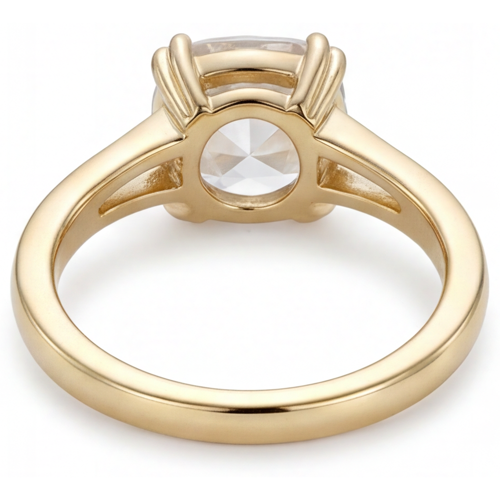Anello Solitario Oro Giallo 14K con Diamante – vista profilo