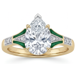 Fatto a mano Diamante Anello Solitario con Accenti 2 carati