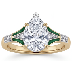 Fatto a mano Diamante Anello Solitario con Accenti 2 carati