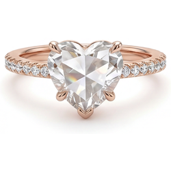 Oro Rosa 14K Taglio Rosa Antico Diamante Anello Solitario con