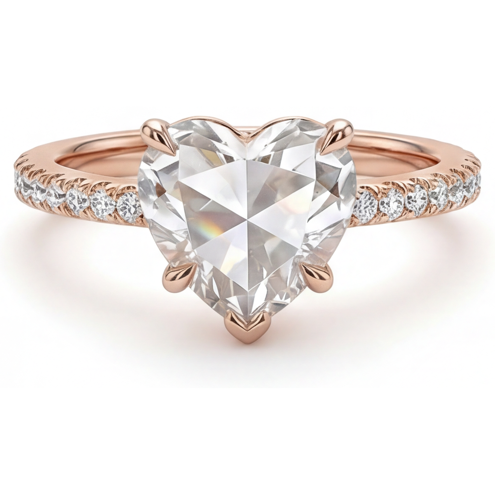 Anello Solitario con Accenti Oro Rosa 14K con Diamante – vista principale