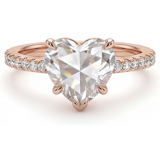 Anello Solitario con Accenti Oro Rosa 14K con Diamante – vista principale