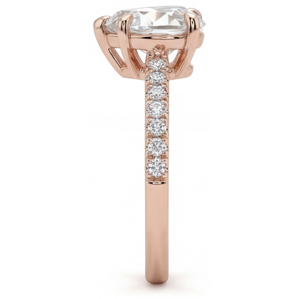 Diamante Anello Solitario con Accenti – vista angolare