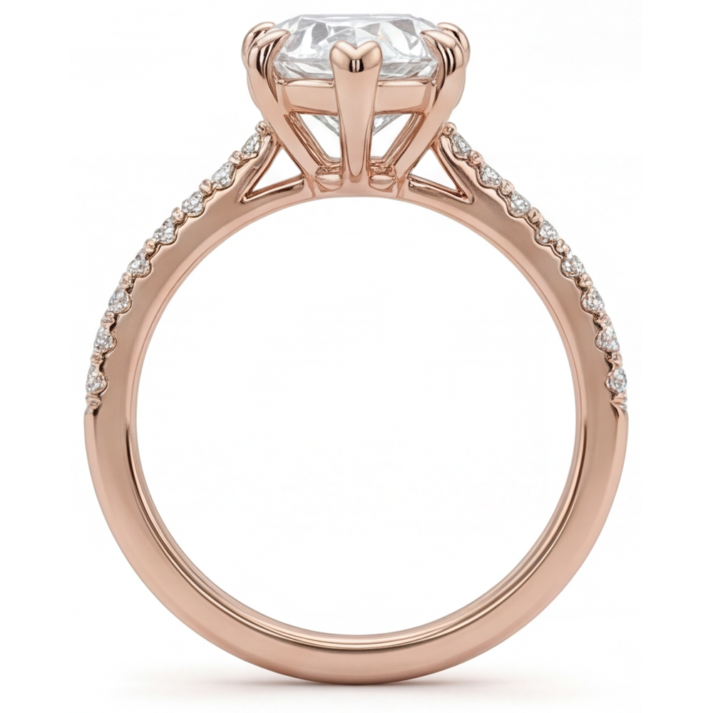 Diamante Anello Solitario con Accenti 2 carati Oro Rosa 14K – vista dall'alto