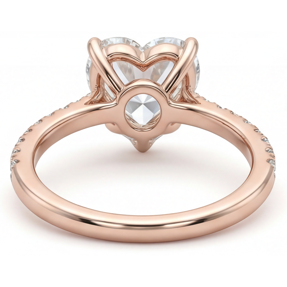 Diamante Anello Solitario con Accenti 2-carati Oro Rosa 14K – vista posteriore