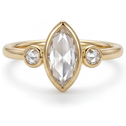 Diamante Anello Tre Pietre – Taglio Rosa 2,25 carati Oro Giallo