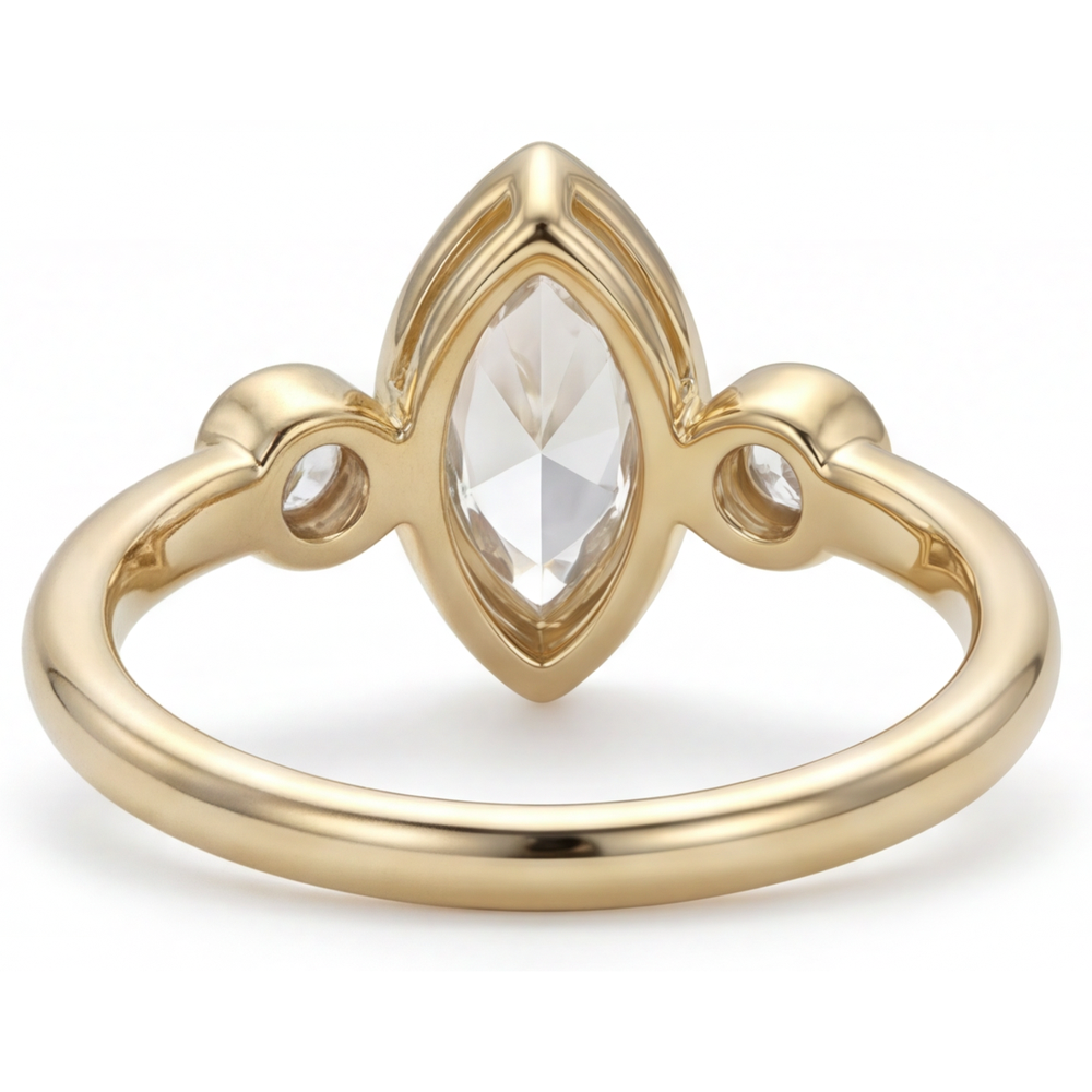 Taglio Marquise Diamante anello in Oro Giallo 14K – vista dall'alto