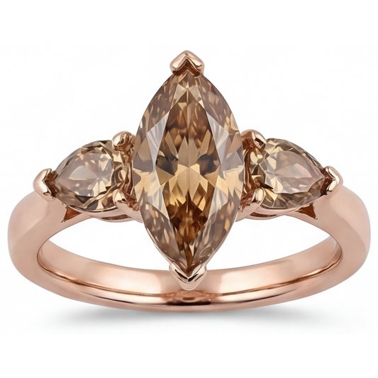 Anello Trilogy Oro Rosa 14K con Diamante – vista frontale