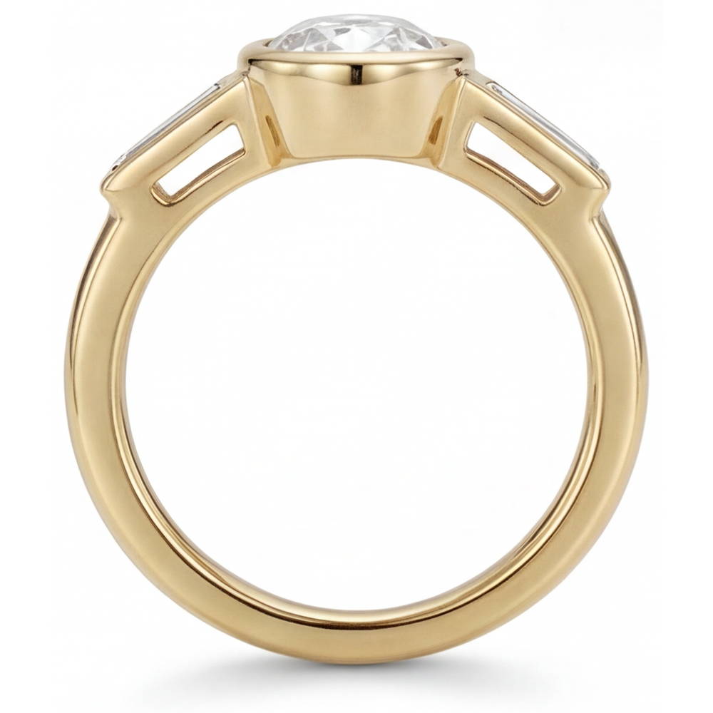 Diamante Anello Trilogy 2-carati Oro 14 Carati Giallo – vista profilo