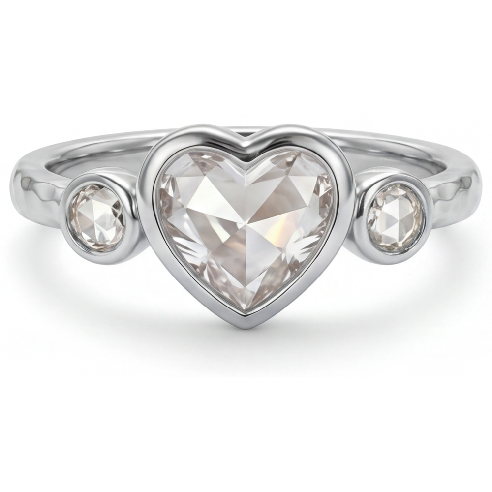 Taglio Cuore Diamante anello in Oro Bianco 14K – vista principale