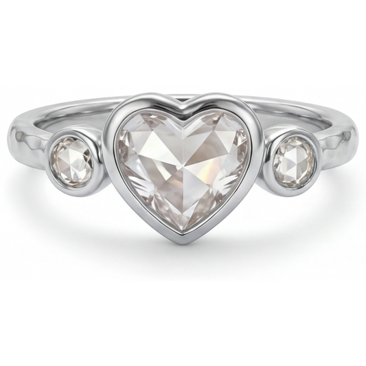 Taglio Cuore Diamante anello in Oro Bianco 14K – vista principale