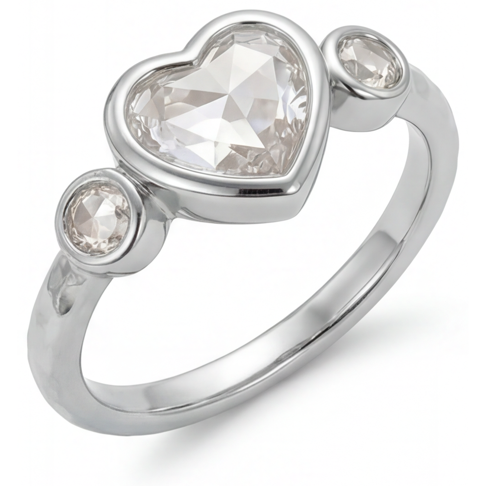 Diamante Anello Trilogy 2 carati Oro Bianco 14K – vista frontale