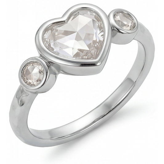 Diamante Anello Trilogy 2 carati Oro Bianco 14K – vista frontale