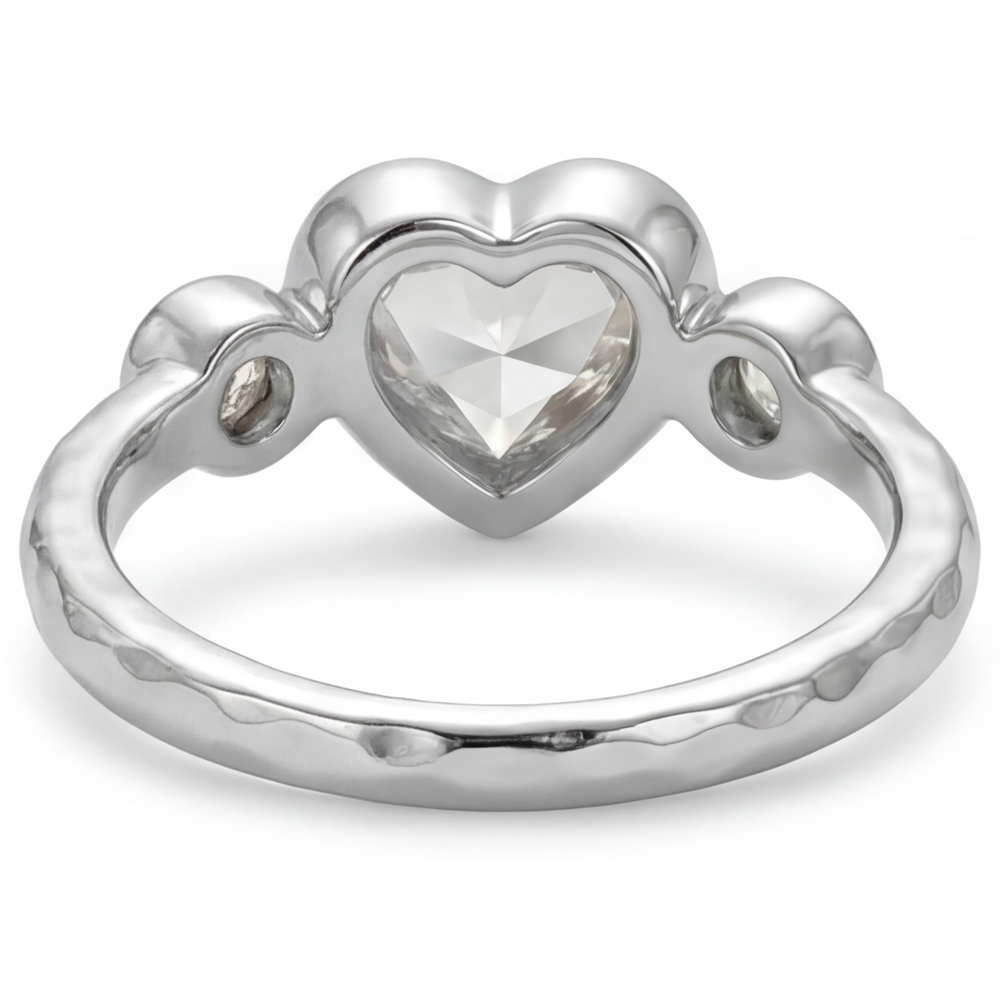 Taglio Cuore Diamante anello in Oro Bianco 14K – vista profilo