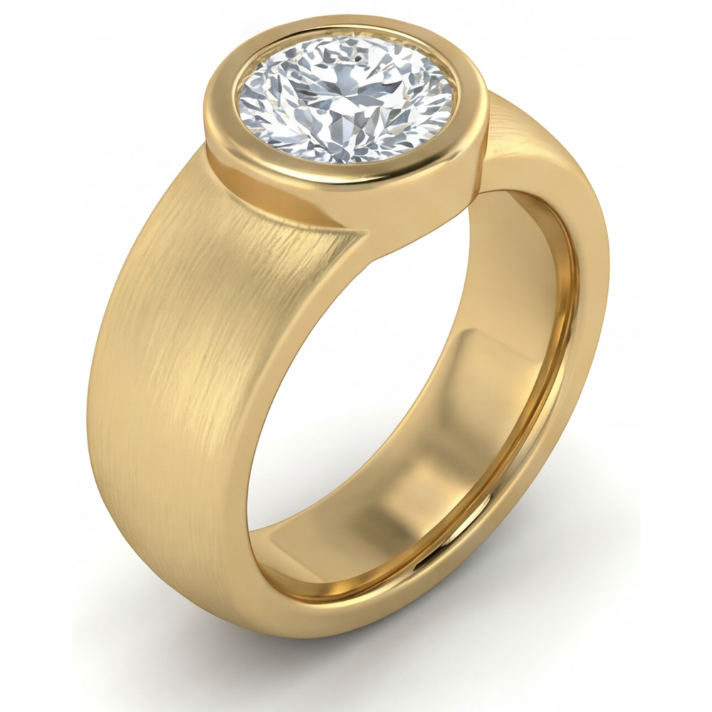 Anello Uomo Oro Giallo 14K con Diamante – vista frontale