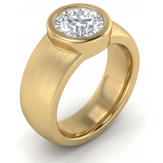 Anello Uomo Oro Giallo 14K con Diamante – vista frontale