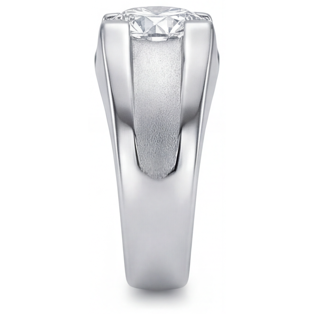Taglio Rotondo Diamante anello in Oro Bianco 14K – vista profilo
