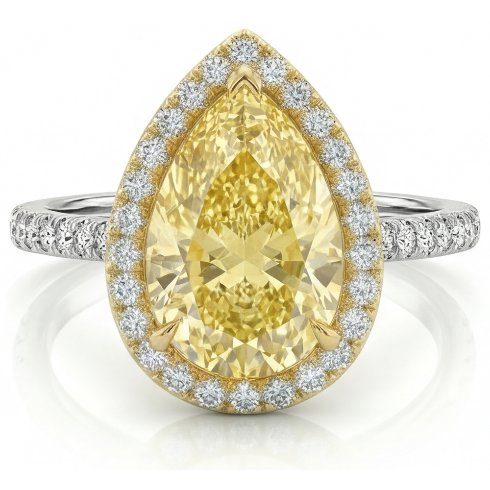 Goccia Diamante Canarino anello in Oro 14 Carati Bicolore – vista principale