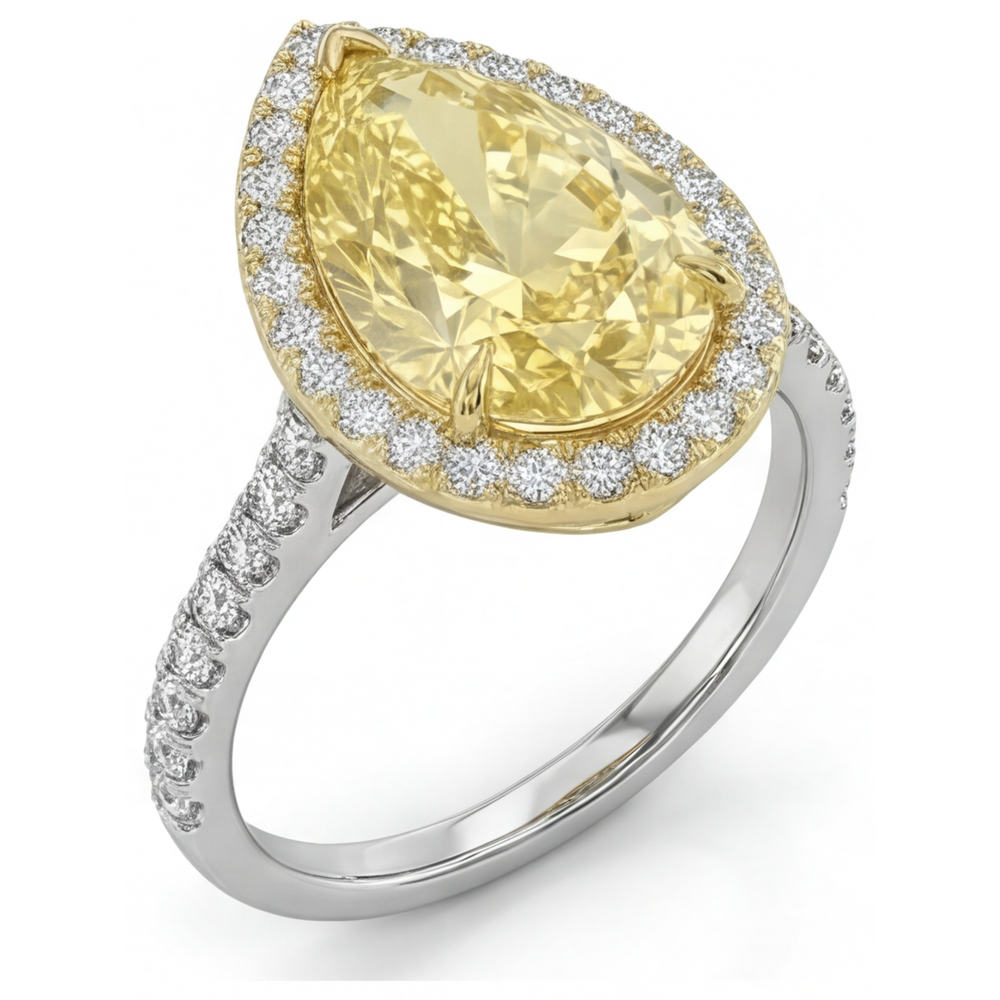 Diamante Canarino Alta Gioielleria 2,50-carati Oro 14 Carati Bicolore – vista laterale