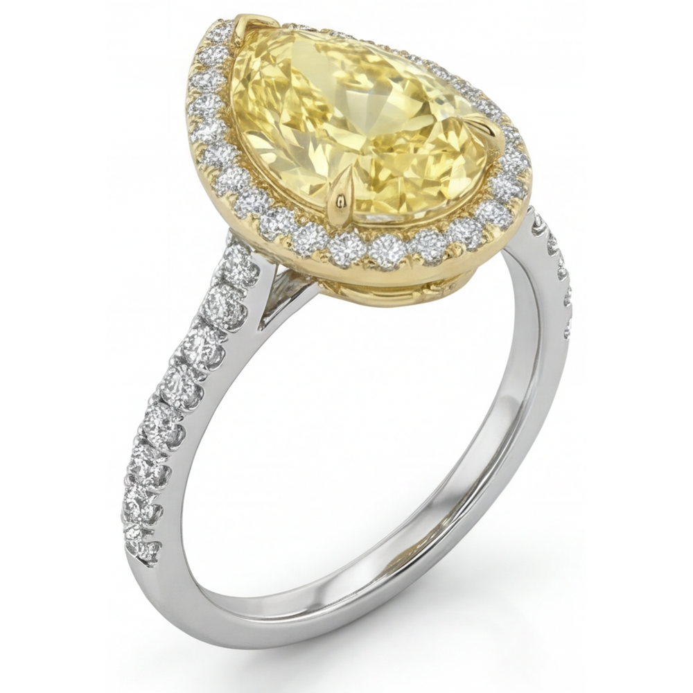 Diamante Canarino Alta Gioielleria 2,50-carati Oro 14 Carati Bicolore – vista angolare