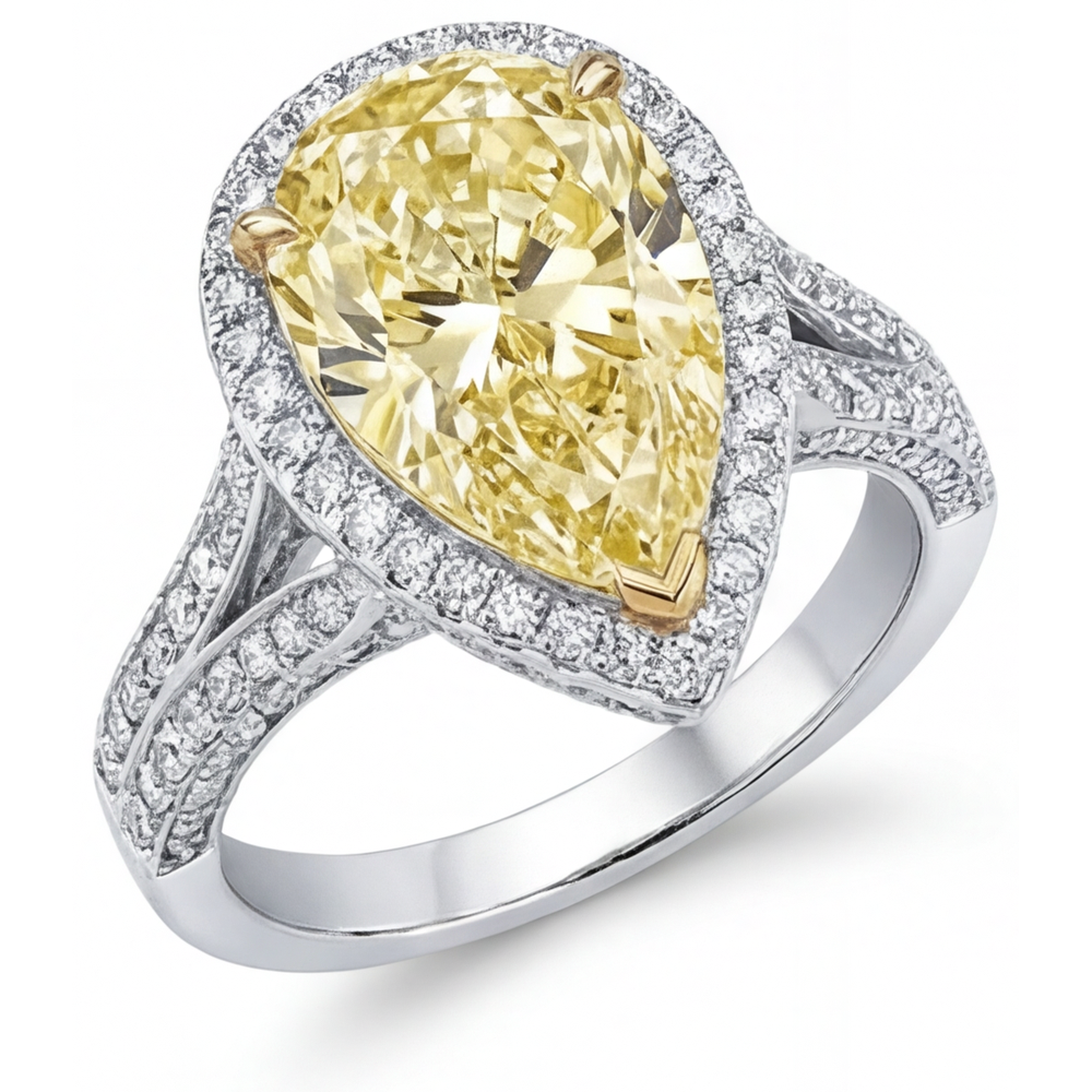 Diamante Canarino Anello 4,5-carati Oro Bicolore 14K – vista principale