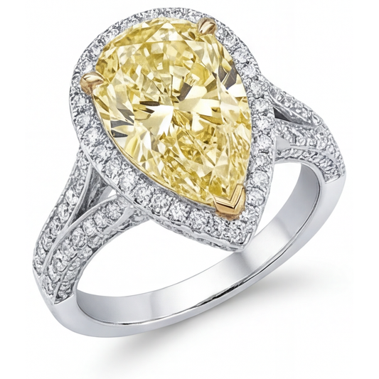 Diamante Canarino Anello 4,5-carati Oro Bicolore 14K – vista principale