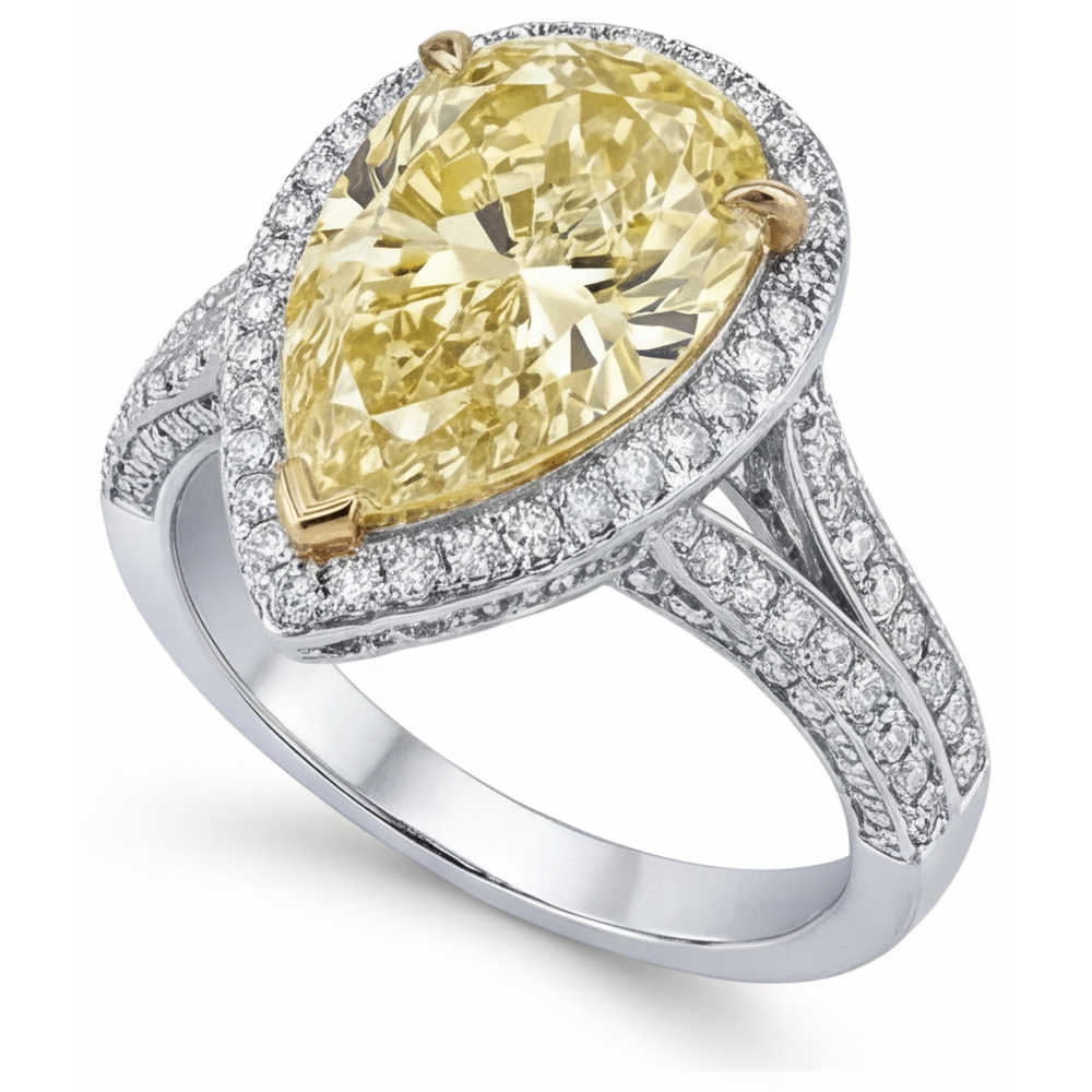 Anello Oro Bicolore 14K con Diamante Canarino – vista frontale