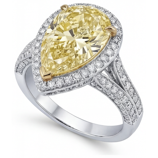 Anello Oro Bicolore 14K con Diamante Canarino – vista frontale