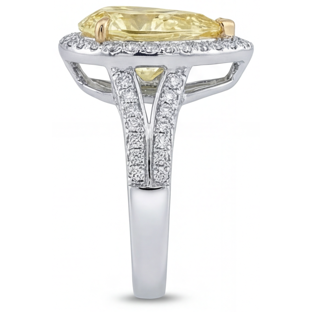 Goccia Diamante Canarino anello in Oro Bicolore 14K – vista posteriore