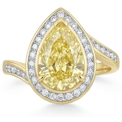 Realizzato a mano Diamante Canarino Anello di Fidanzamento Halo