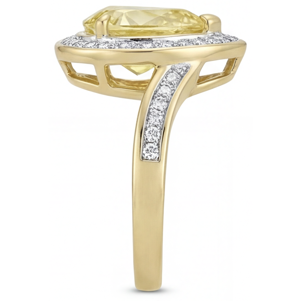 Taglio a Pera Diamante Canarino anello in Oro Giallo 14K – vista angolare