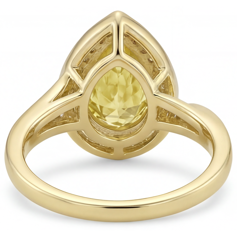 Diamante Canarino Anello di Fidanzamento Halo 2-carati Oro Giallo 14K – vista profilo