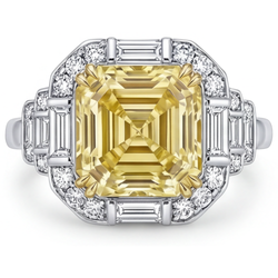Oro Bicolore 14K Purezza VVS Diamante Canarino Anello di